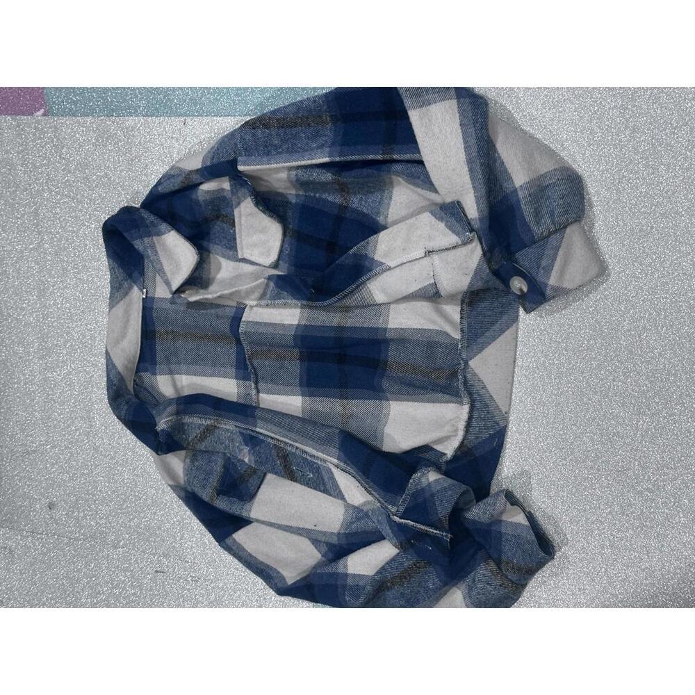 Blue and White Plaid Cropped Jacket - Picture 10 of 13